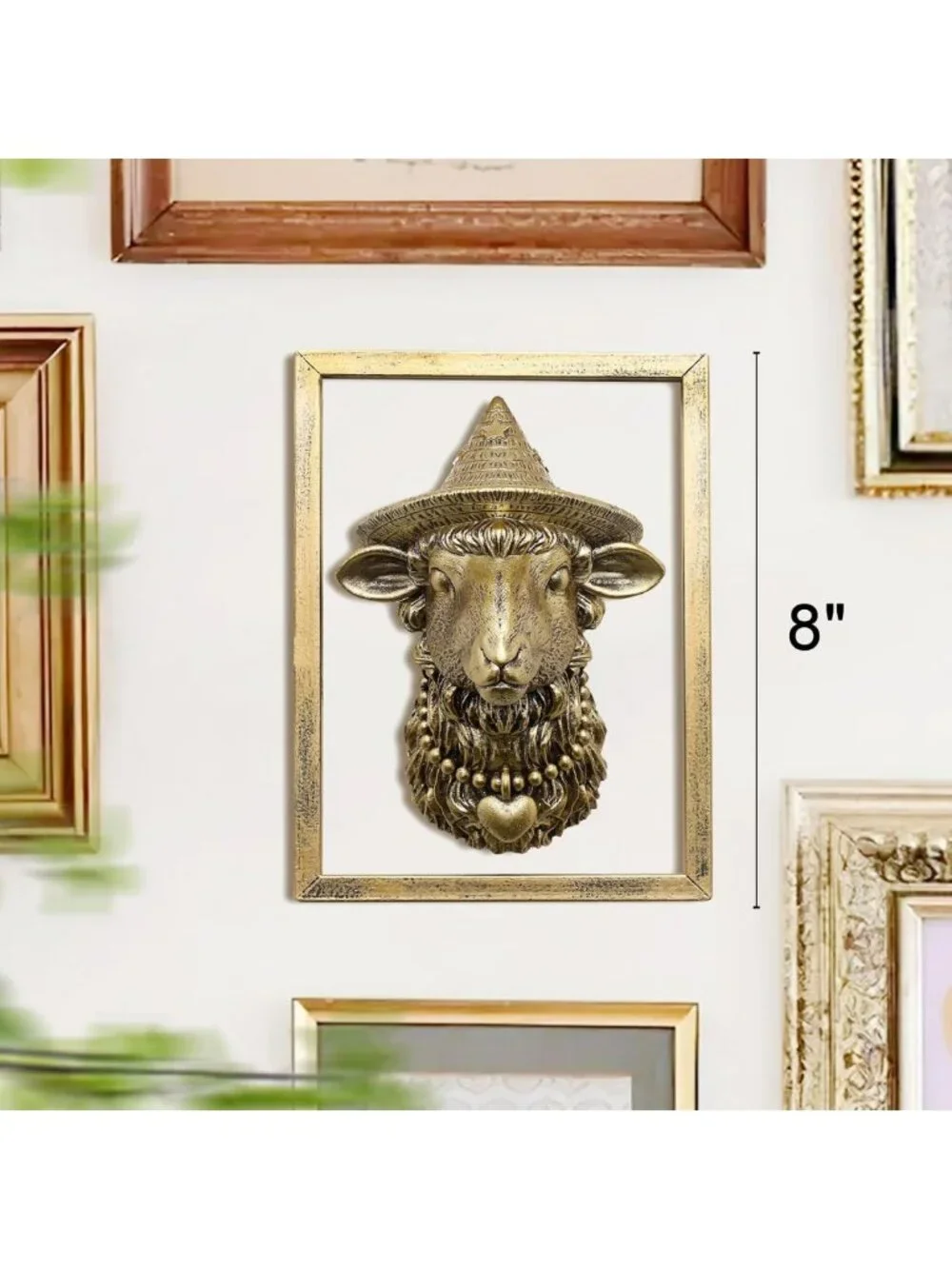 Vintage Gold Animal Head Wall Decor - Resin Sculpture with Metal Frame for Home
